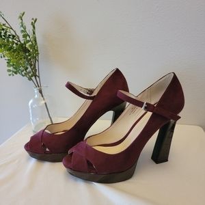 CATO Burgundy 8M Platform Peep-toe Heels